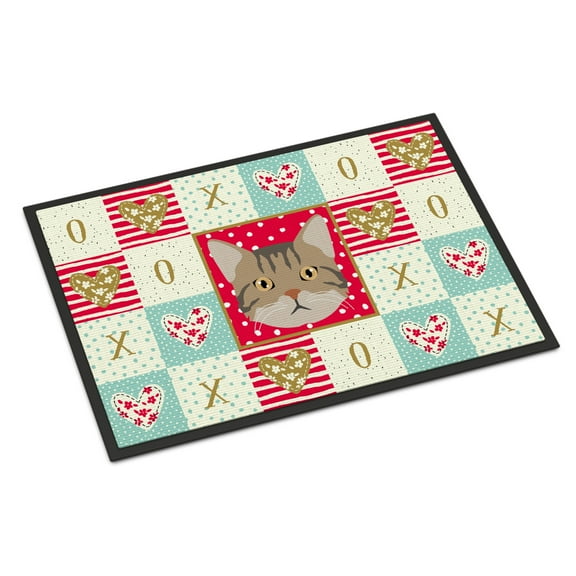 Carolines Treasures CK5083MAT American Wirehair Cat Love Door Mat Indoor Rug or Outdoor Welcome Mat 18x27 Doormat 27"L x
