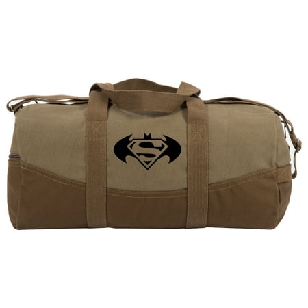 Batman Superman with Round Wings Two Tone 19in Duffle Bag with Brown