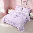 thumbnail image 3 of Erosebridal Vibrant Satin Bow Ribbon Twin Quilt Set for Girls, Romantic Floral Print Twin Coverlet Set, 2-Piece 1 Bedspread and 1 Pillowcase, 3 of 7