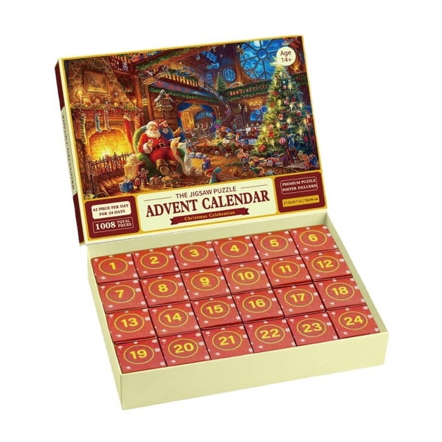 Caja sorpresa creativa con 24 rompecabezas, caja ciega roja, regalo sorpresa de Navidad, regalo