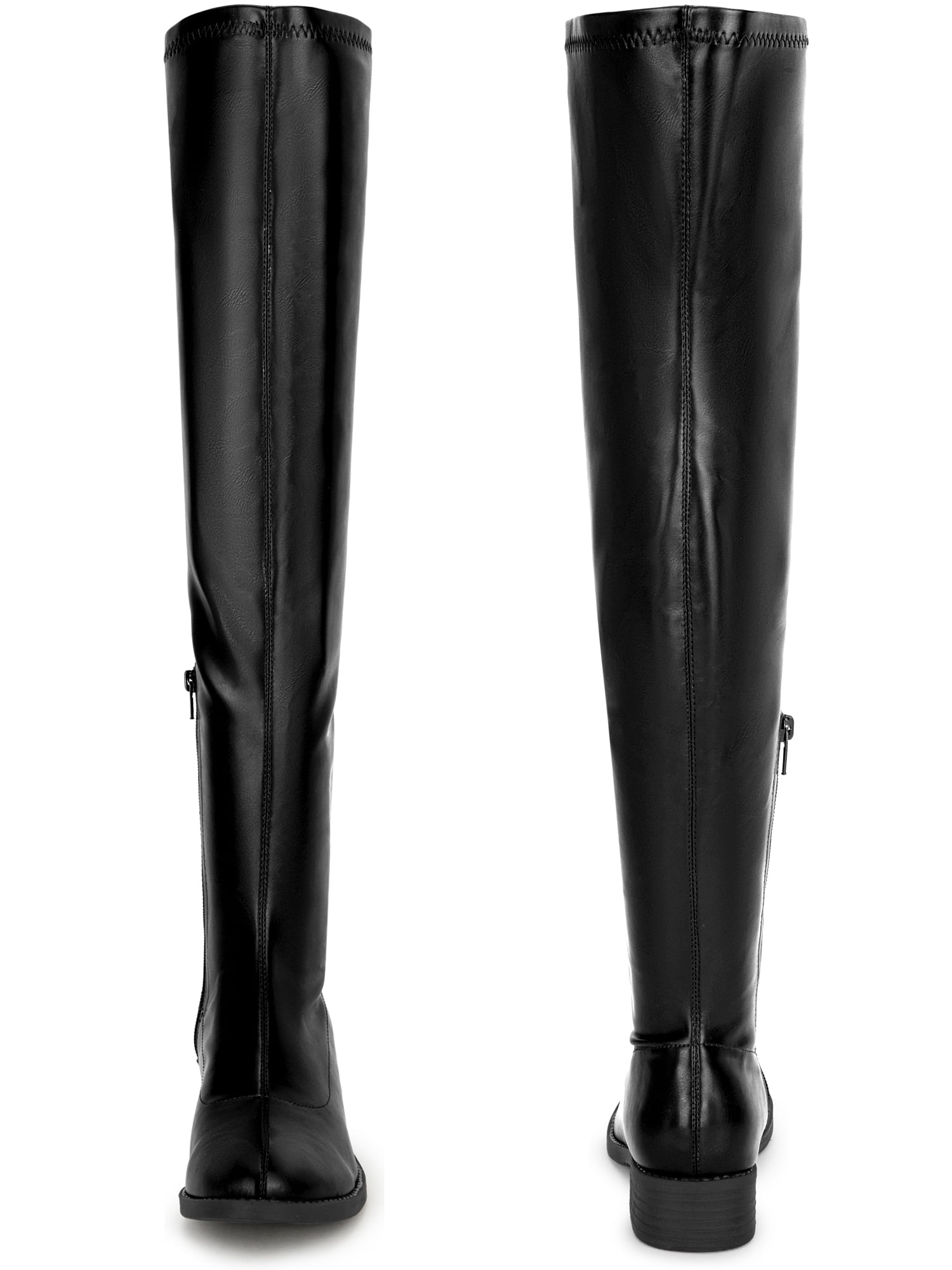 DARING DIVA Women's Round Toe Low Block Heel Over the Knee High Boots Black 7