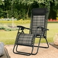 thumbnail image 4 of Patiojoy Grey Folding Recliner 2PCS Patio Rattan Zero Gravity Lounge Chair With Headrest, 4 of 8