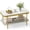 White+Gold, variant on GlowPlume 2-Tier Coffee Table with Storage, Faux Mable Center Table w/Sintered Stone Top, Accent Cocktail Table with Heavy-Duty Metal Frame, Modern Gold Living Room Tables, Gray+Black