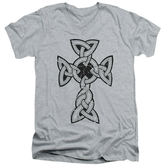 - Knotted Celtic Cross - Slim Fit V Neck Shirt - Large