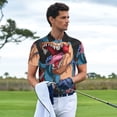 thumbnail image 5 of Balery Blue Dinosaur Printed Men’s Short Sleeve Polo Shirt, Midweight Men's Shirt,Golf Polo shirts -X-Large, 5 of 8