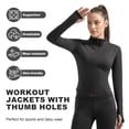 thumbnail image 5 of Hipuroga Womens Lightweight Cropped Workout Jackets Zip Up Slim Fit Yoga Jacket with Thumb Holes for Athletic Running Black M, 5 of 6