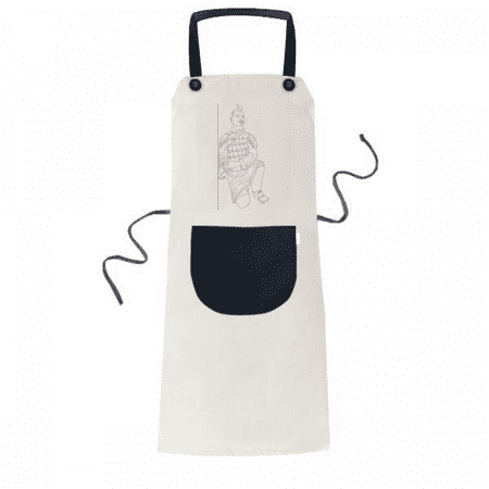 

Terracotta Warrior China Chinese Drawing Apron Adjustable Bib Cotton Linen BBQ Kitchen Pocket Pinafore