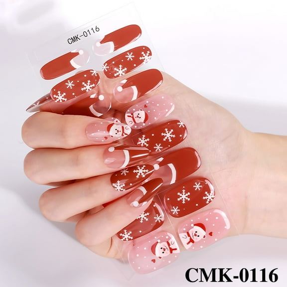 Christmas Waterproof Gel Nail Art Stickers, Cute Cartoon Style, No-Bake, No-UV Gel Nail Art Stickers - CMK-0116