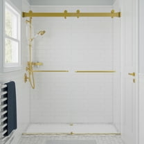 Seawin 44-48 in. W x 76 in. H Verona Air Sliding Bypass Frameless Shower Door 5/16 in. (8 mm) Thick Clear Tempered Glass with NanoShield™ Glass Coating (Satin Gold)