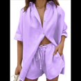 thumbnail image 1 of Conjunto de Chándal de 2 Piezas para Mujer, de Verano, con Top de Corta y Pantalones Cortos. Púrpura S, 1 of 9