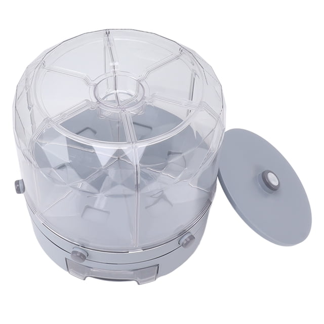 Seau Alimentaire Rotatif D'une Capacité de 13,2 Lb, Récipient de Stockage de Riz Transparent et Hermétique avec Distributeur à 6 Grilles pour la Cuisine Domestique (gris)