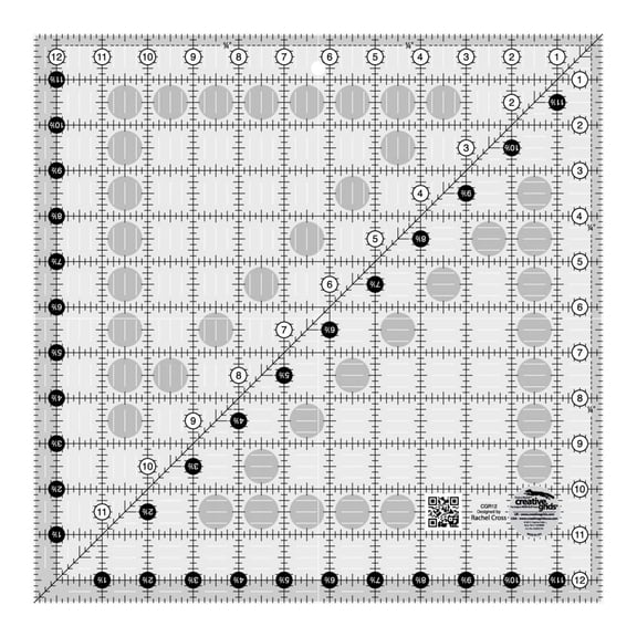 Creative Grids Quilt Ruler Left Handed 12-1/2in x 12-1/2in Square