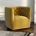 thumbnail image 3 of Pemberly Row Mid-century Velvet Tufted Back Swivel Chair in Gold Yellow, 3 of 7