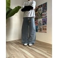thumbnail image 3 of Pantalones vaqueros holgados con estampado de bolsillos exquisitos y originales de moda, pantalones de pierna ancha lavados con diseño de calle de cintura alta estilo retro hip hop Y2K, 3 of 3