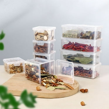 Wanfds Plastic Divided Veggie Storage Containers with Lids for Spices Seasonings Storage, Fridge Storage Organizer Boxes for Refrigerator Produce Beans Fruits Organzation(M)