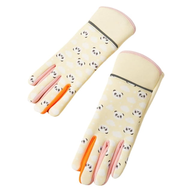 Childrens Velvet Warm Gloves with Panda Cloud Pattern For Winter Cycling