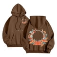 thumbnail image 2 of WFJCJPAF 2025 New Thanksgiving Plus Size Tops,Women Print Long Sleeve Loose Fashion Pullover Hoodies Tops Sweatshrits,Thanksgiving Tops for Women - Coffee M, 2 of 3