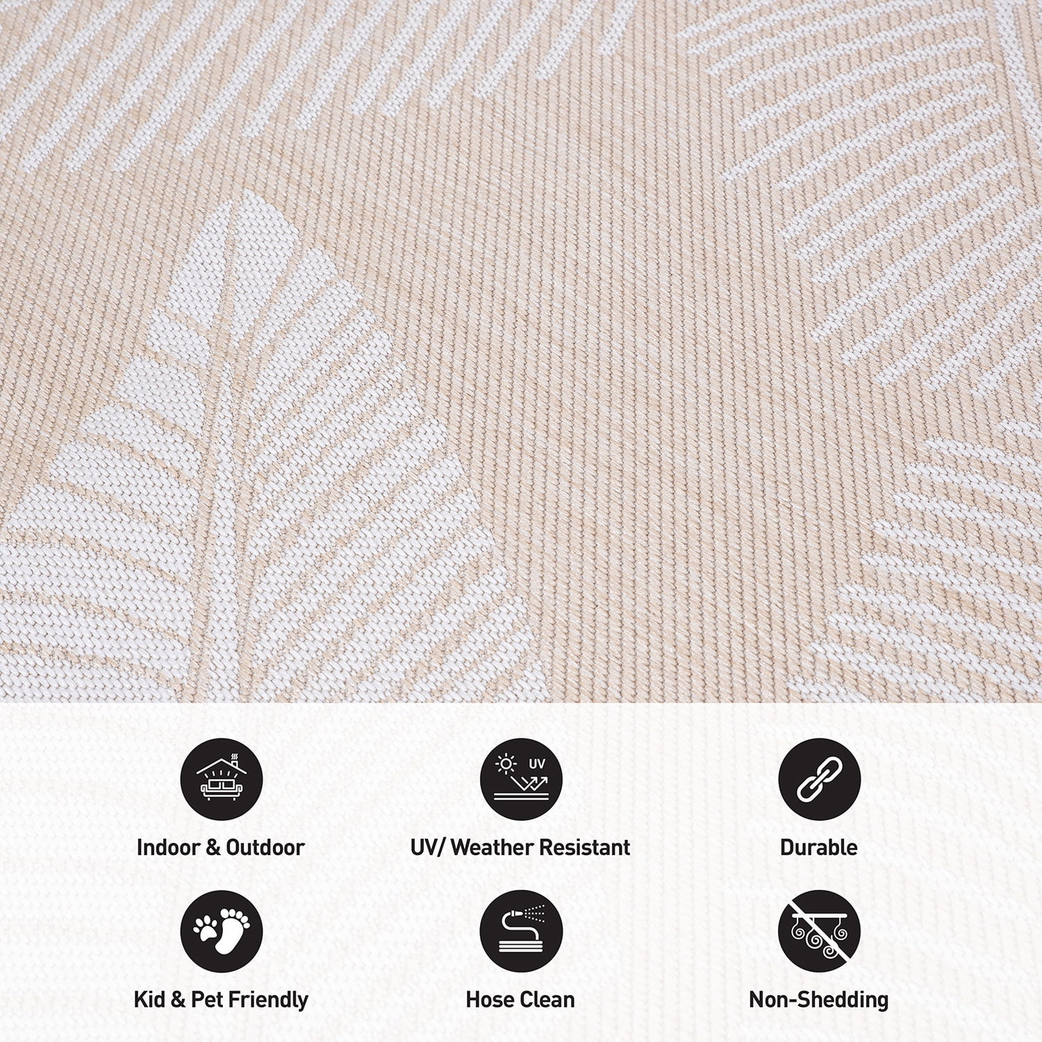 World Rug Gallery Distressed Palm Leaves Textured Flat Weave Indoor/Outdoor Area Rug - NATURAL 7'10"X10'