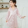 thumbnail image 6 of LYMAYTER 2-12 Years Girls Satin Silk Nightgown Button down Sleepwear Kids Short Sleeve Pajamas for Toddler V-Neck Dress Cardigan Robe, 6 of 9