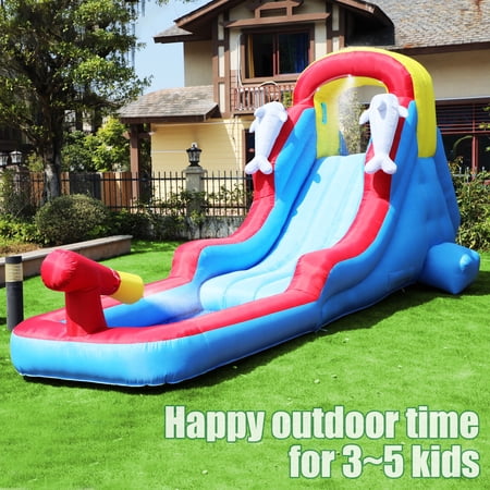 WGIA Inflatable Water Slide & Blow up Pool, Kids Water Park for Backyard with Blower