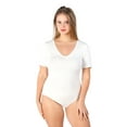 thumbnail image 2 of POSESHE Women's Plus Size V-Neck Short Sleeve Bodysuit, S-5XL, 2 of 6