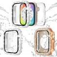 thumbnail image 1 of GHSDFBB 2-Pack Bling Waterproof Cases with Screen Protector for Apple Watch 44mm SE Series 6 5 4-Glitter Diamond Rhinestone Bumper Face Cover-iWatch Accessories for Women-Rose Gold+Clear, 1 of 7