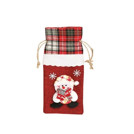 

Vikakiooze Red Wine Bottle Cover Bags Snowman Santa Claus Christmas Decoration Table Xmas 2023
