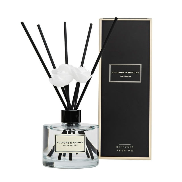 Set de difusores Reed CULTURE & NATURE Clean Cotton, 200 ml, con varillas