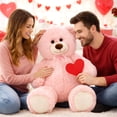 thumbnail image 2 of HollyHOME Giant Teddy Bear Big Plush Stuffed Animal Soft Cuddly Toy Gift for Girlfriend Kids Valentine's Day 36 Inch Pink, 2 of 9
