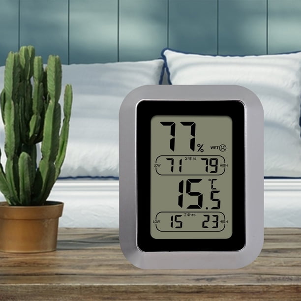 Higrómetro digital para interiores Sensor termohigrómetro | Monitor de temperatura y humedad para el hogar | Diseño compacto de plástico | Precisión 0-50 °C 20-95 % HR | Habitación del bebé