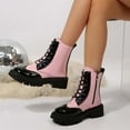 thumbnail image 2 of Women's Ankle Boots Lace Up Boots With Round Toe Mid Heel And Heel In Two Tone Colors For Overseas Trade, 2 of 9