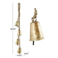 thumbnail image 3 of DecMode Tibetan Inspired Cascading Gold Metal Conical Decorative Cow Bells with 4 Bells on Jute Hanging Rope, 3 of 10