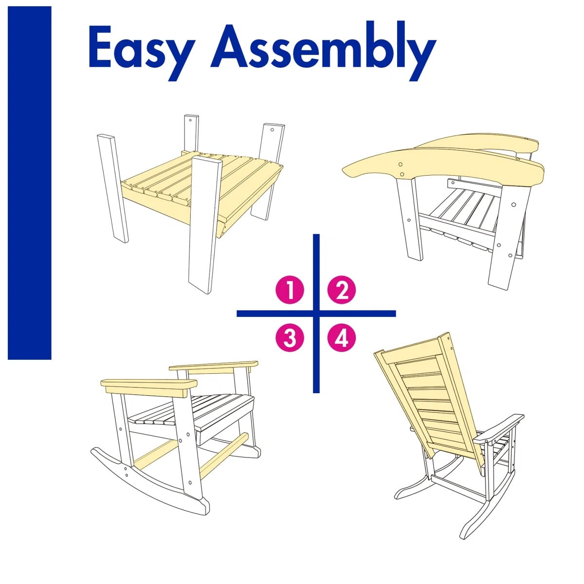 FODINGHILL Outdoor Rocking Chair Set,2 Rocking Chairs with 1 Side Table,HDPE Patio Furniture Sets,High Back Porch Rocker,2-Tier End Table for Backyard Garden Balcony,Blue