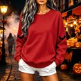 thumbnail image 4 of TKLPEHG Womens Halloween Sweatshirt Fashion Halloween Graphic Long Sleeve Crewneck Loose Fit Fall Clothes Casual Comfy Pullover (Red,XS), 4 of 5