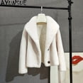 thumbnail image 2 of Chaquetas de lana 100% AYUNSUE para mujer 2024, abrigo corto de piel auténtica, estilo cálido para mujer, chaqueta de cuello alto para otoño e invierno, parka, 2 of 5