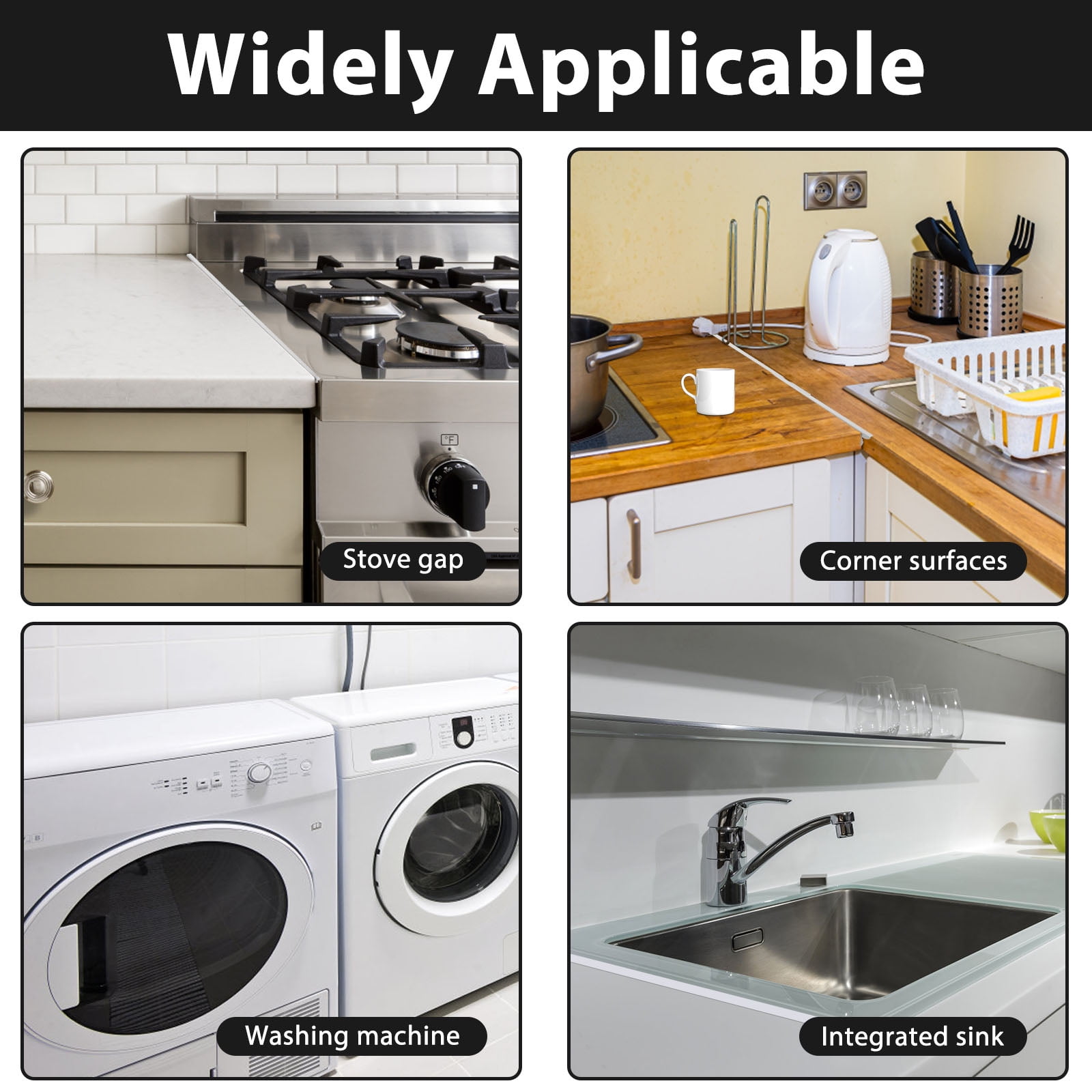 Ihvewuo 2Pcs Stove Gap Covers Stainless Steel Stove Gap Guards Practical Stove Side Gap Covers Heat Resistant Stove Counter Gap Cover Easy to Install Stove Gap Fillers for Kitchens Stoves