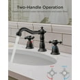 thumbnail image 3 of Vintage 3 Hole Bathroom Faucets Oil Rubbed Bronze, 2 Handle 8 Inch Widespread Antique Faucet for Bathroom Vanity RV Farmhosue Sink with Metal Pop Up Drain and Supply Lines, 3 of 16