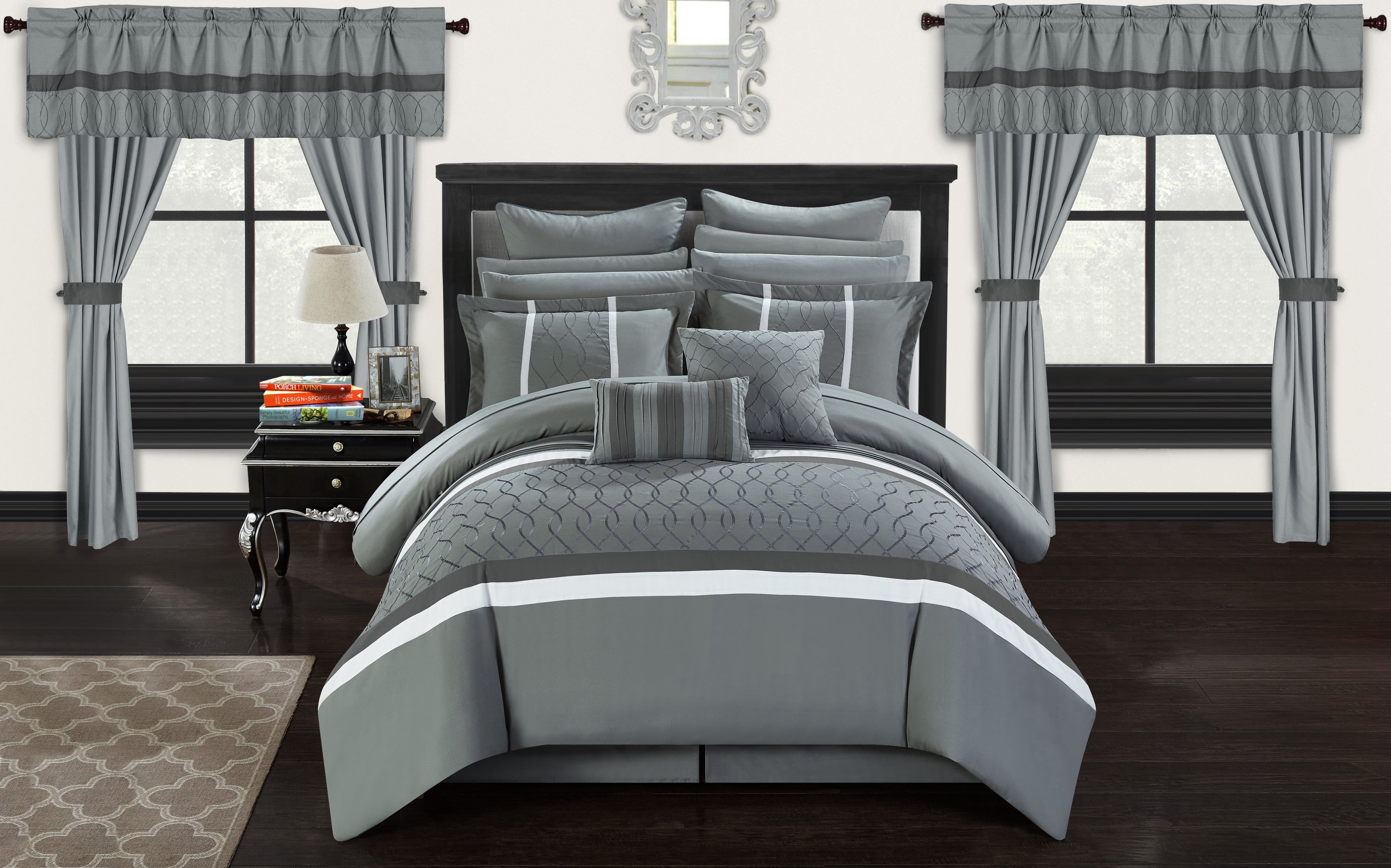 Blue Details about   Chic Home Dinah 24 Piece Bed in a Bag Comforter Set King 