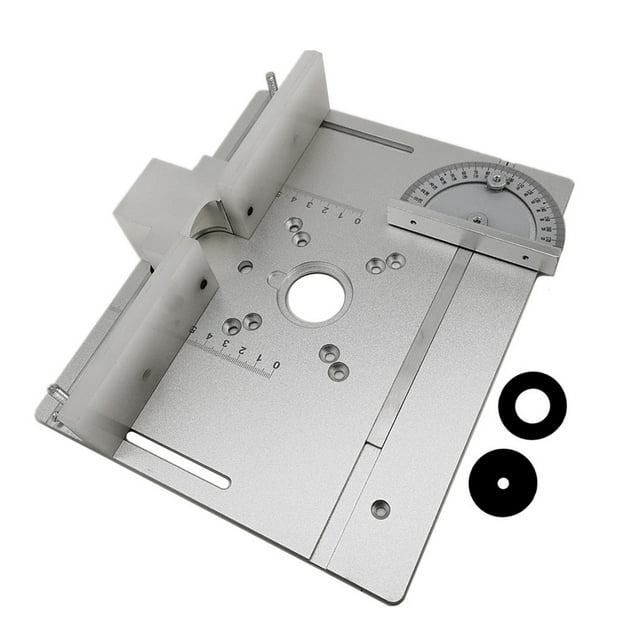 Mistaha Aluminum Alloy Router Table Insert Plate with Padded Wood Backer Plate, Silver, 3-piece Set, 240 * 200mm Plate Size, Woodworking Tool
