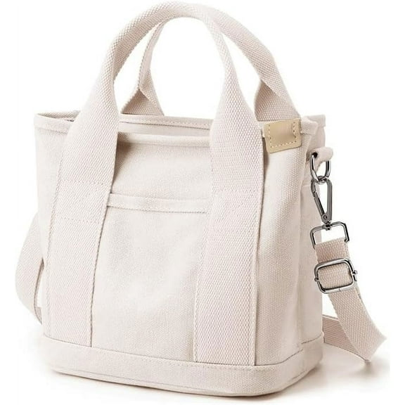 Small Tote Bag with Zipper Tote Bag for Women Canvas Crossbody Bag Shoulder Bag Satchel