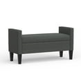 thumbnail image 4 of 46" Upholstered Storage Bench with Track Arms and Wood Legs in Dark Gray, 4 of 7