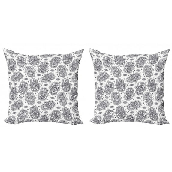 Ambesonne Hamsa Throw Pillow Cover 2 Pack, Yoga Mandala, 18", Black White