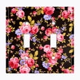 thumbnail image 2 of Metal Light Switch Plate Outlet Cover (Flower Pink Black - Double Toggle), 2 of 2