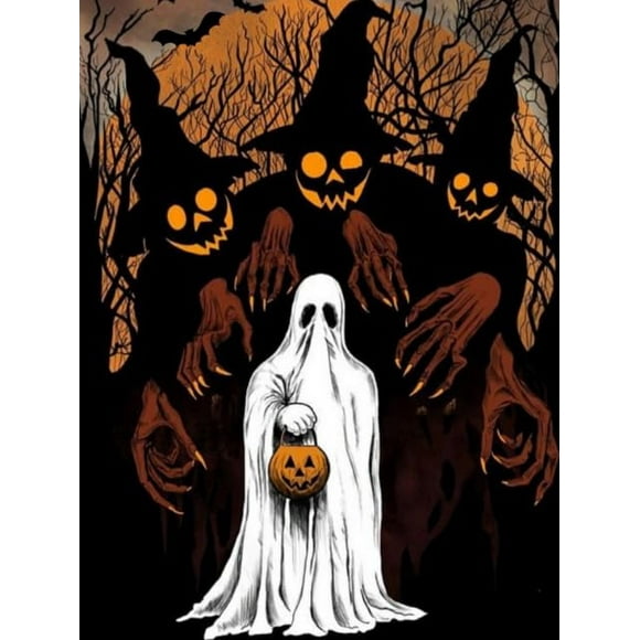 Kit de arte con diamantes, diseño moderno, diseño de Halloween, monstruo fantasma, 30 x 40 cm