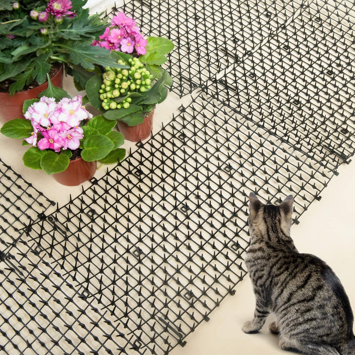 Butory Cat Scat Mat with Spikes Digging Stopper - Anti-cat Network Cat Strips, Cat Deterrent Mat for Indoor and Outdoor, Size: 15.5 x 20 cm