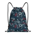 thumbnail image 1 of Saiise Navy Blue Geometric Pattern Sports Drawstring Backpack - String Swim Gym Bag with Wet Proof Pocket for Women&Men-Medium, 1 of 6