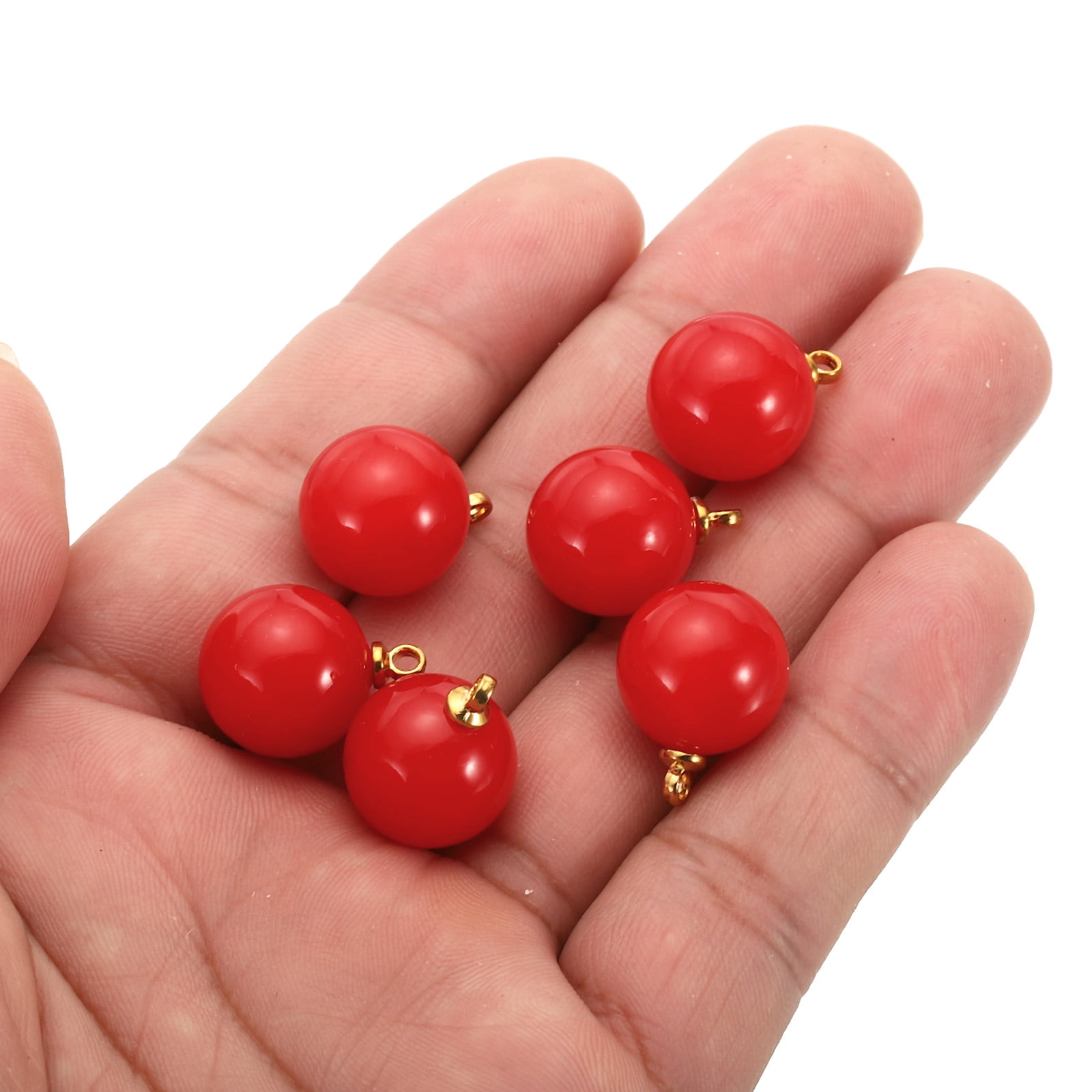 14mm Faux Pearl Charm Pendants Drops, 100pcs Pearl Beads for Jewelry Making Bracelets Earrings Necklace, Golden Red