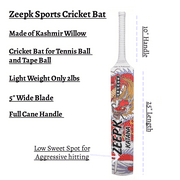 Cricket Bat Net Practice Tennis Ball Tape Ball Handcrafted Kashmir Willow RED