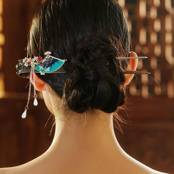 MLINS Fan Shape Hair Sticks With Tassel Hair Chopsticks Japanese Chinese Hairpin Decorative Handmade Hair Bun Holder For Women Hair Accessories