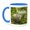 Blue/White, variant on 3drose, Usa, Louisiana, Jefferson Is. Snowy Egret Pair at Nest with Chicks., 11oz Mug